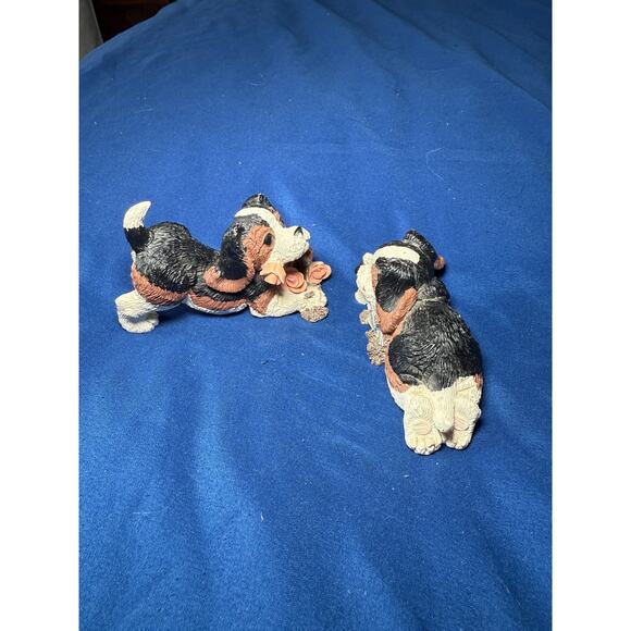 1993 Kathy Wise playful puppy ceramics set of 2 vintage decor collectibles - Picture 4 of 5